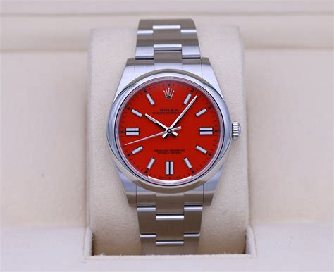 rolex red dial oyster perpetual|rolex oyster perpetual size chart.